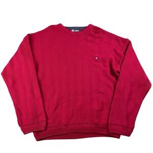 Chaps Ralph Lauren Hand Framed Herringbone Knit Cotton Sweater Red Men's XL